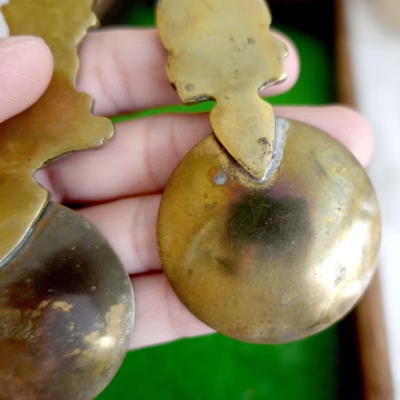 古董級 美國黃銅立體圖案湯匙 可以翻新成全金色 實際使