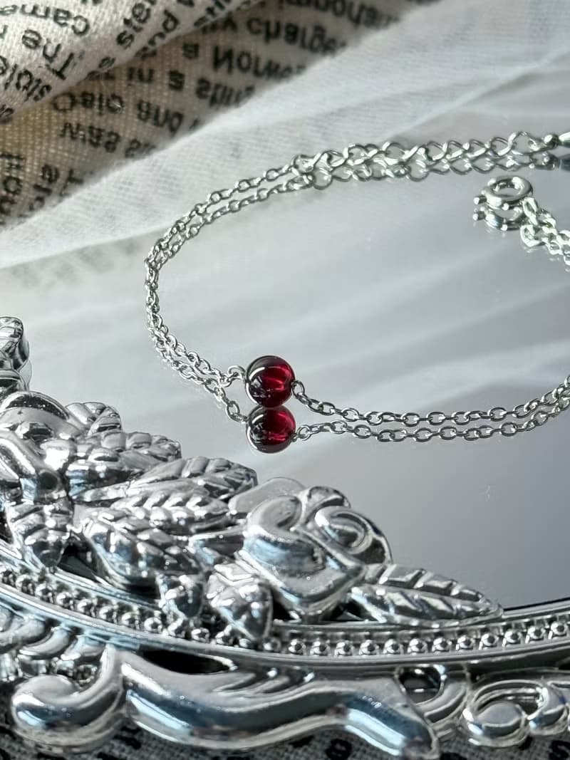 浪漫紅石榴石氣質手鍊 - 永恆德魯納系列水晶手鍊/紅石榴石/鈦鋼