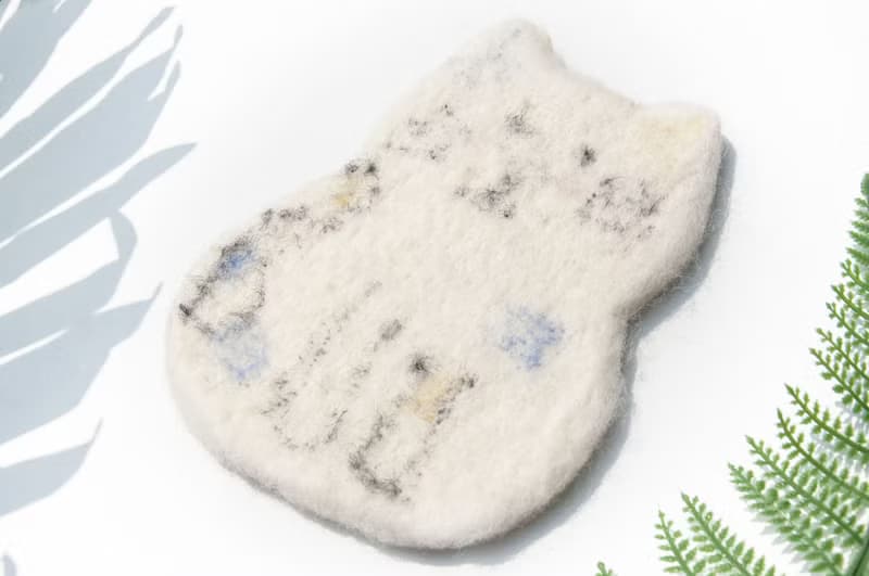 情人節禮物 聖誕交換禮物 森林系羊毛氈杯墊 動物杯墊-貓咪吸水墊