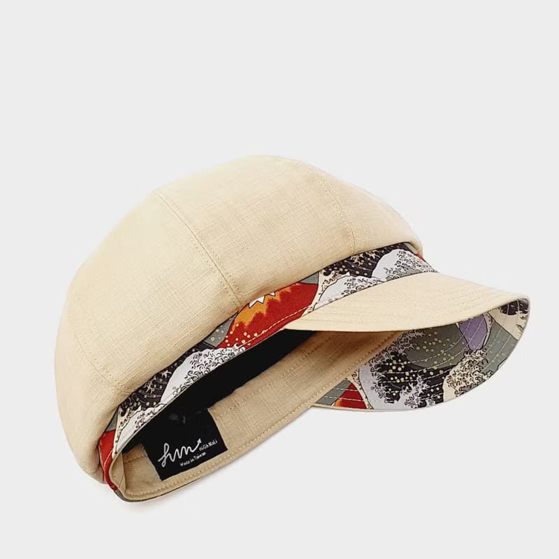 【HiGh MaLi】報童帽/寬帽沿/米色+浮世繪#禮物#男友#古着#父親節