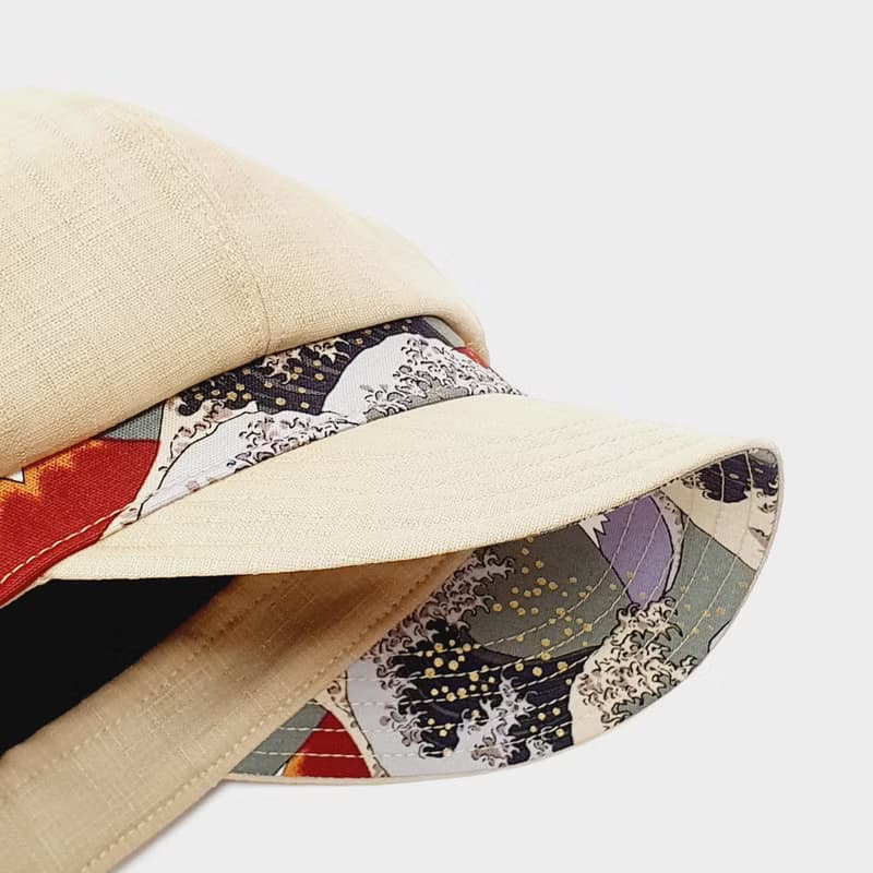 【HiGh MaLi】報童帽/寬帽沿/米色+浮世繪#禮物#男友#古着#父親節