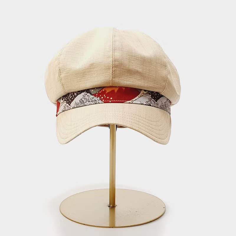 【HiGh MaLi】報童帽/寬帽沿/米色+浮世繪#禮物#男友#古着#父親節