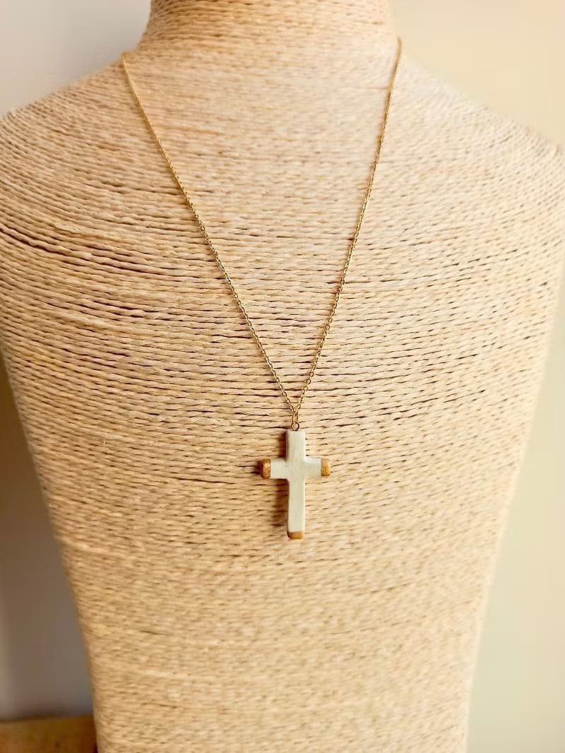擴香十字架陶包金項鍊 (三色可選)