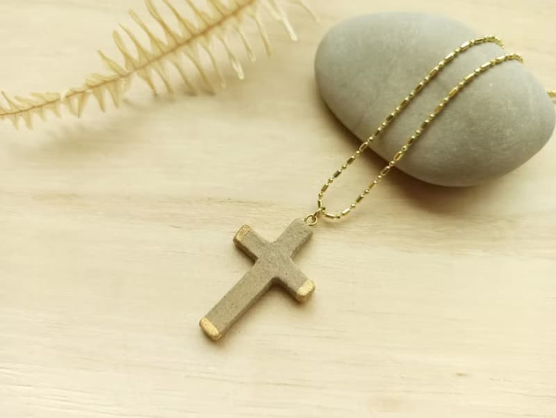 擴香十字架陶包金項鍊 (三色可選)