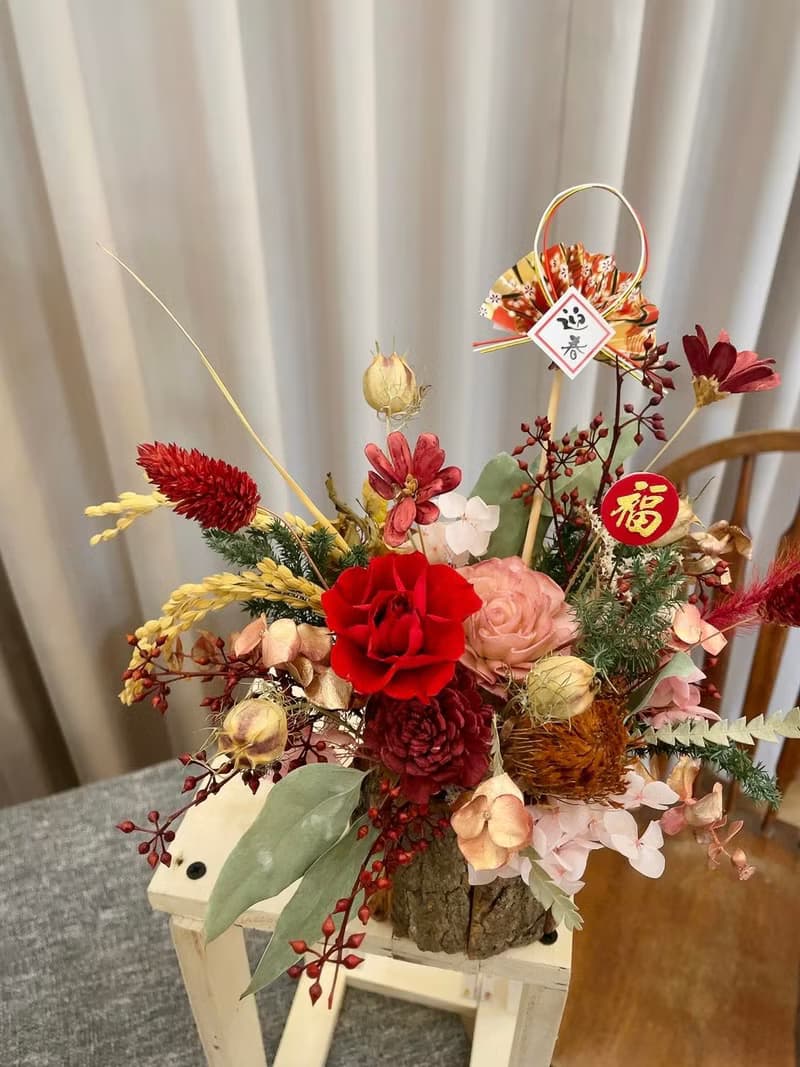 永生花桌花【新年】花盆 開幕桌花 新年花禮 結婚花 喬遷 入厝