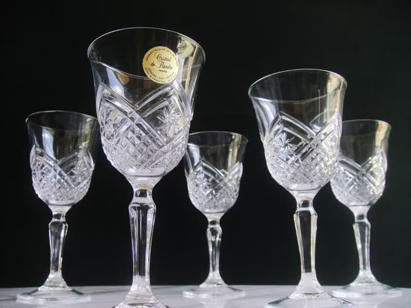 【老時光 OLD-TIME】早期二手法國水晶玻璃杯組(一組五杯)