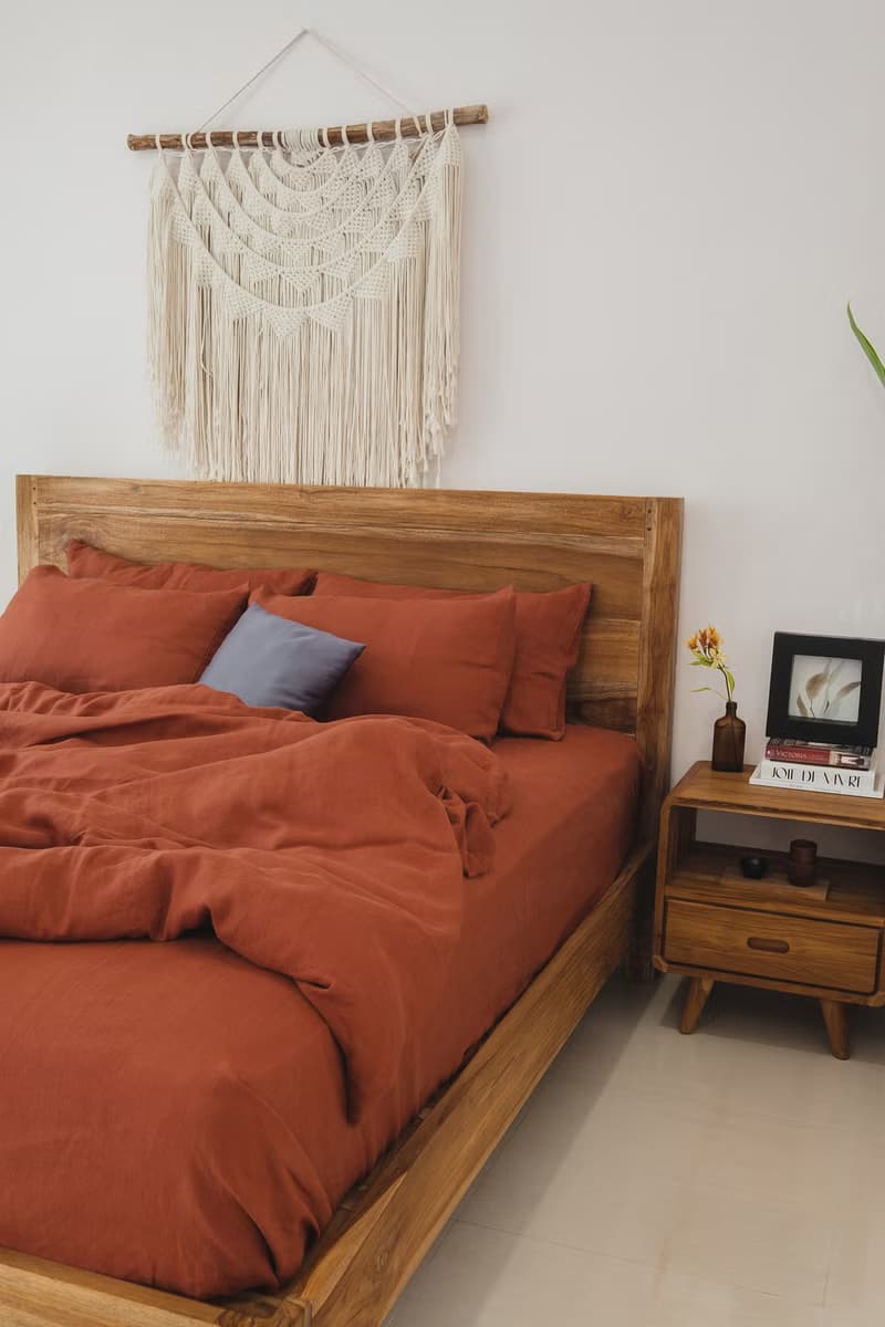 Redwood linen fitted sheet / Softened linen bed sheet / Deep pocket