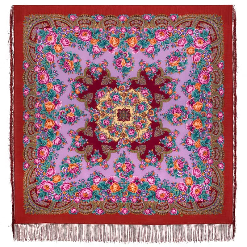 Pavlovo Posad Russian Shawl 100% Wool Scarf Silk Tassels 146x146 cm 1910-5