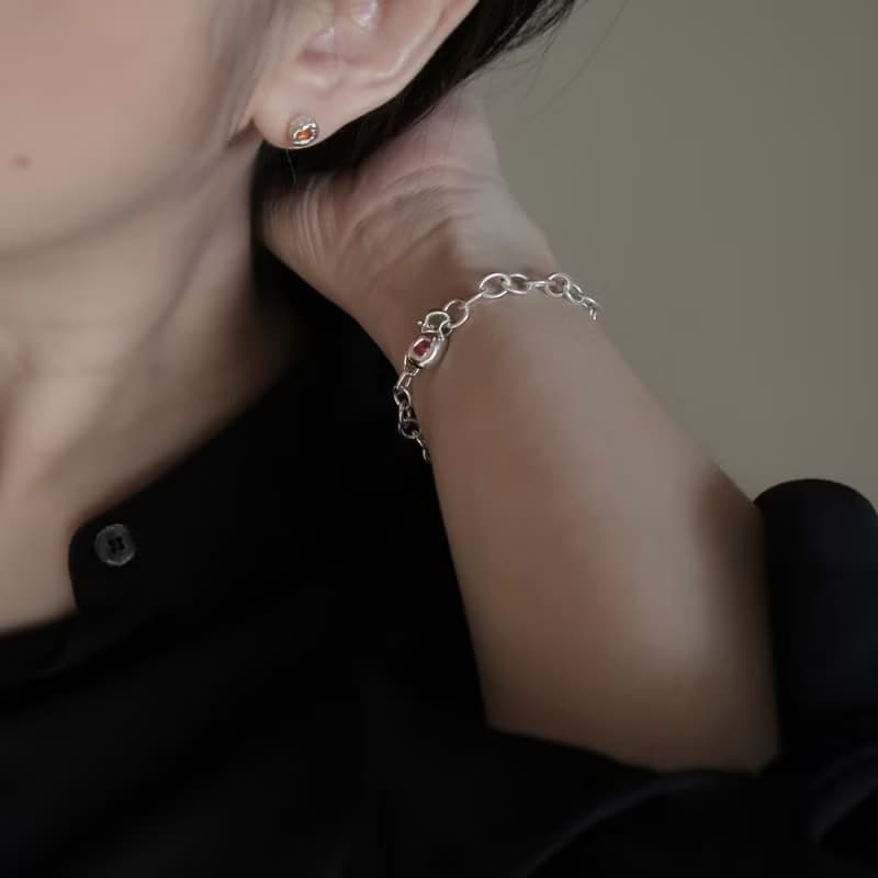 999純銀 彩色藍寶石 尖晶石 天然石 925純銀 手鍊 對鍊 免費包裝