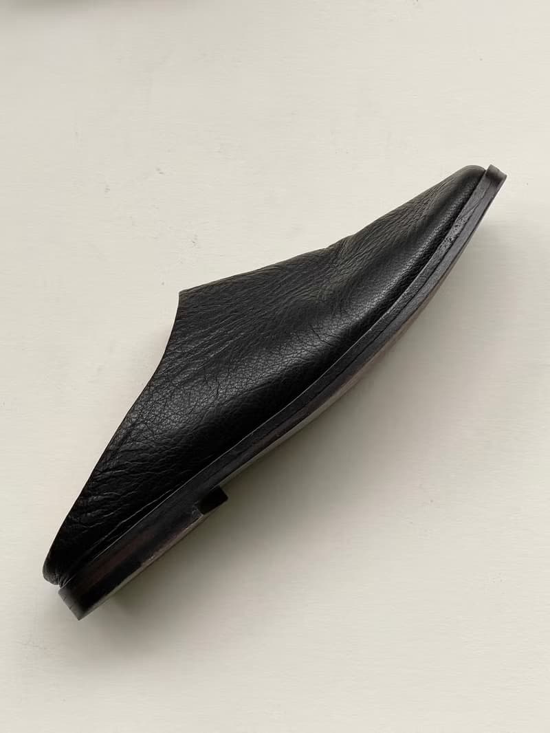 柔軟羊皮 牛皮鞋底 手工做 復古時髦方頭平底真皮拖鞋 四季外穿