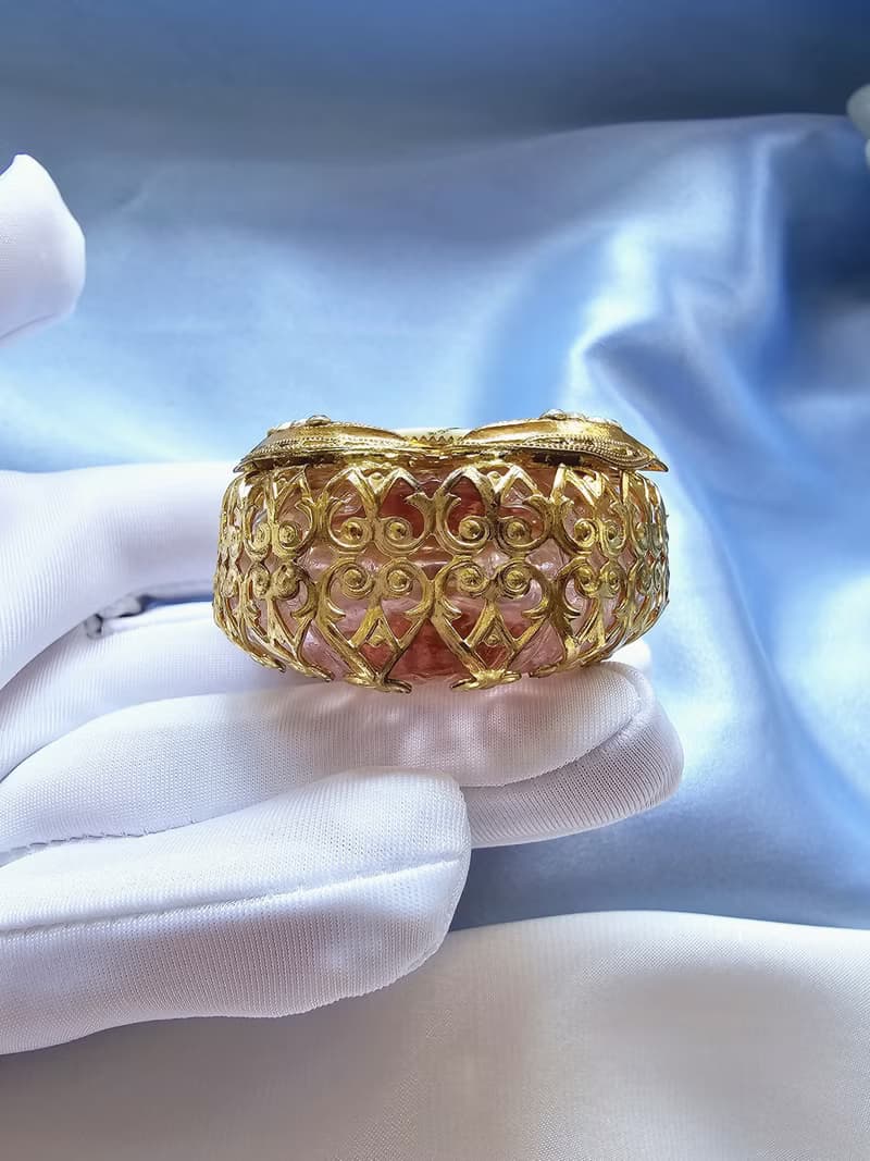 捷克工藝玻璃金絲掐紋萊茵瓷玫瑰香水瓶/美國西洋古董飾品