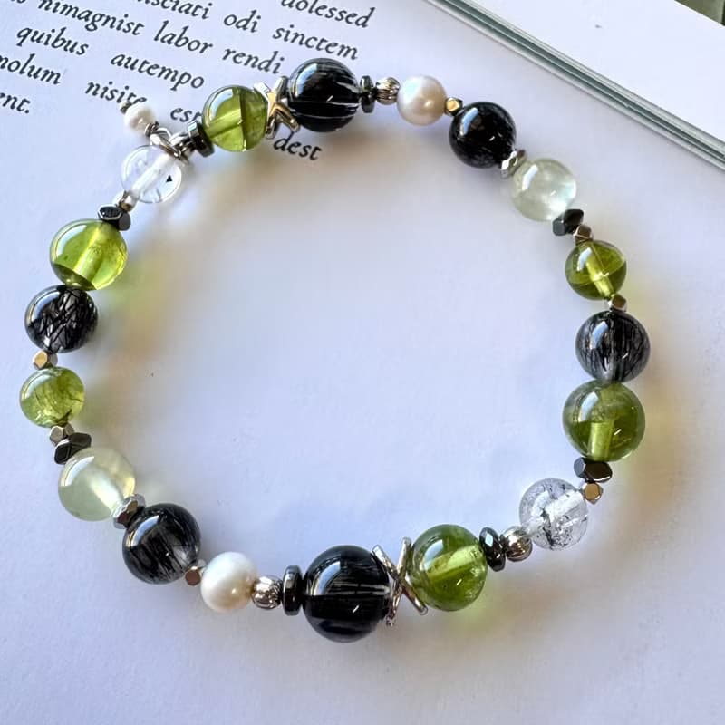 事業加速器 精品冰透黑髮晶 稀缺橄欖石 能量放大閃靈鑽