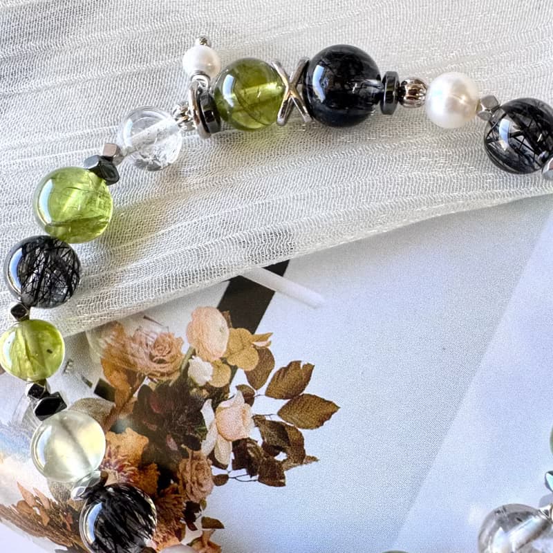 事業加速器 精品冰透黑髮晶 稀缺橄欖石 能量放大閃靈鑽