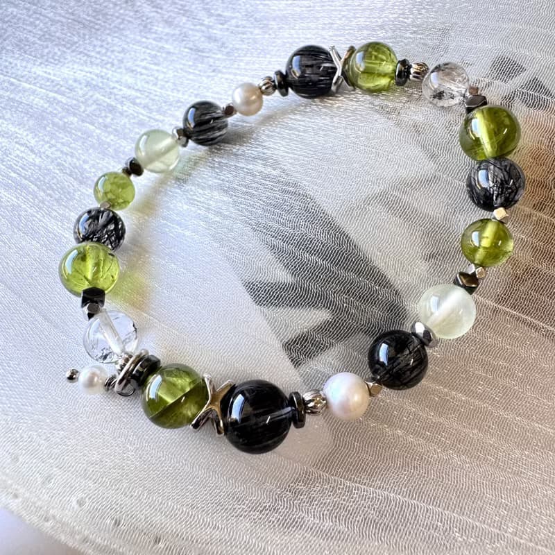 事業加速器 精品冰透黑髮晶 稀缺橄欖石 能量放大閃靈鑽