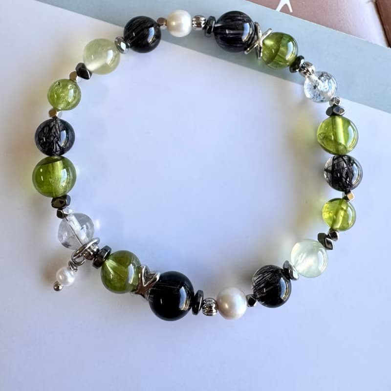 事業加速器 精品冰透黑髮晶 稀缺橄欖石 能量放大閃靈鑽