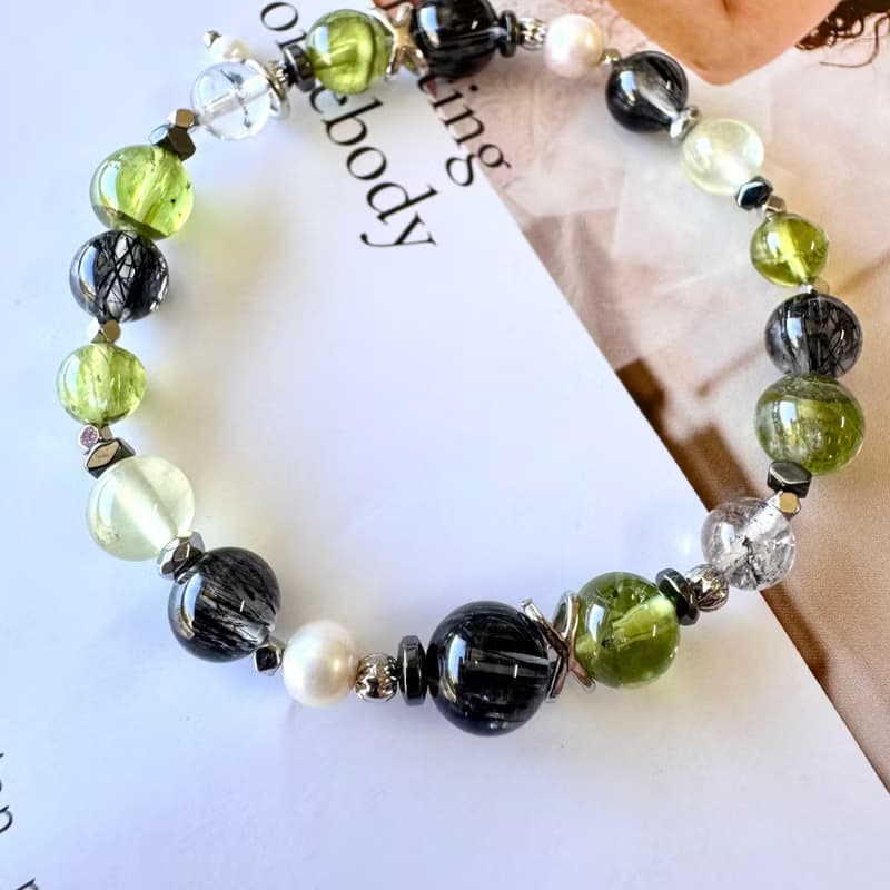 事業加速器 精品冰透黑髮晶 稀缺橄欖石 能量放大閃靈鑽