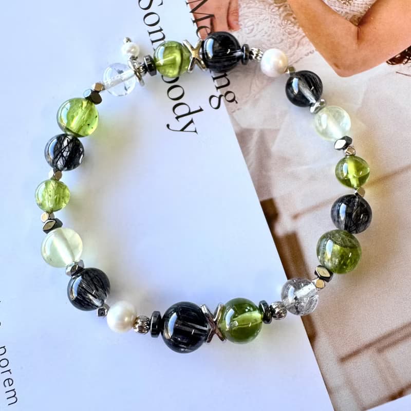 事業加速器 精品冰透黑髮晶 稀缺橄欖石 能量放大閃靈鑽