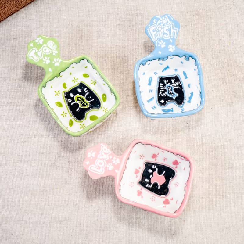 Playful Drip Glaze Cat Dishes Unique Handmade Ceramic Mini Bowls for Sauces