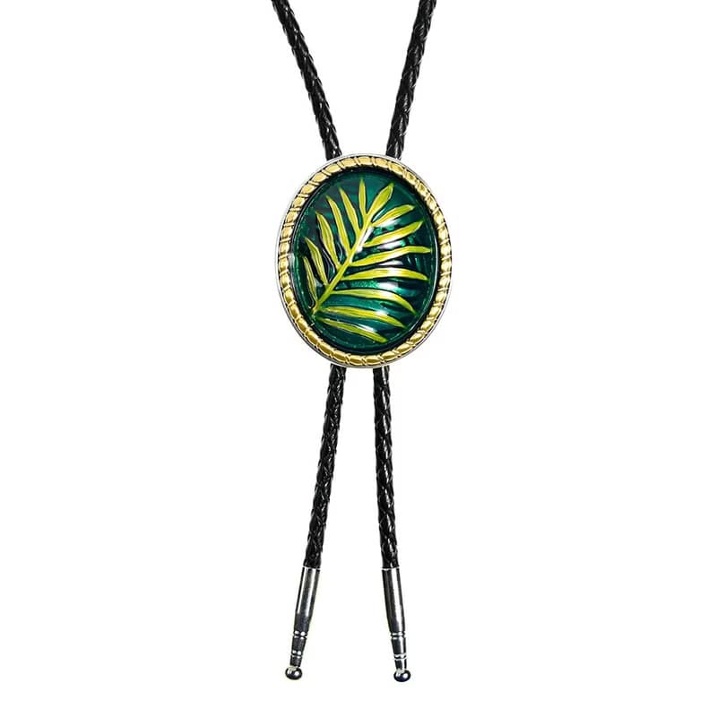夏日風情-棕櫚葉 保羅領帶 Bolo Tie 真皮 皮革項鍊 皮繩領帶
