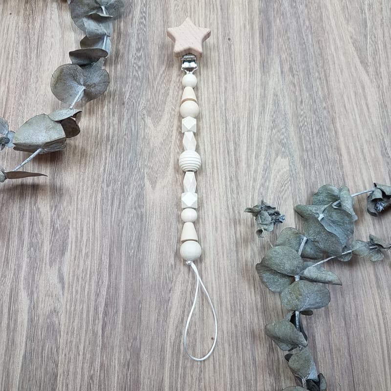 寶寶 嬰兒 安撫 木頭 奶嘴夾 奶嘴鍊  -星星-原木-圓錐