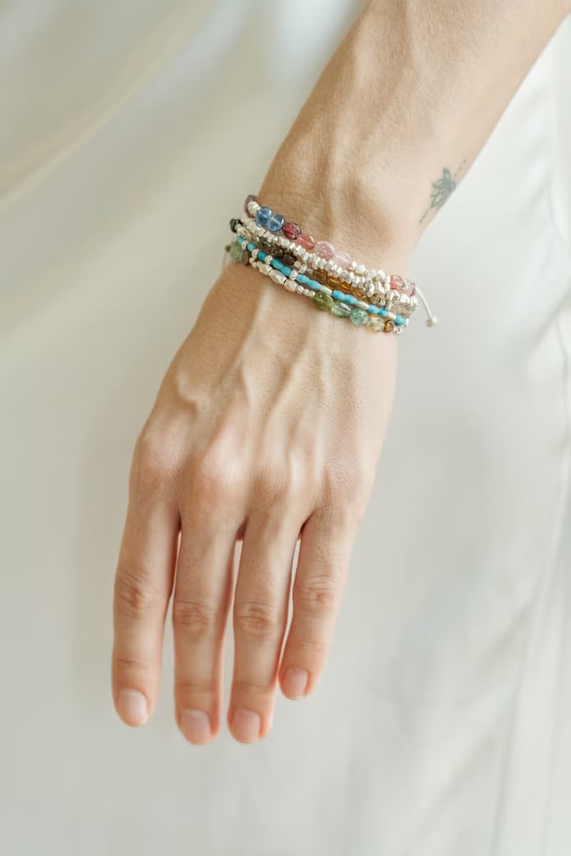 ROSE GARDEN: Tourmaline and silver beads bracelet (B0098)