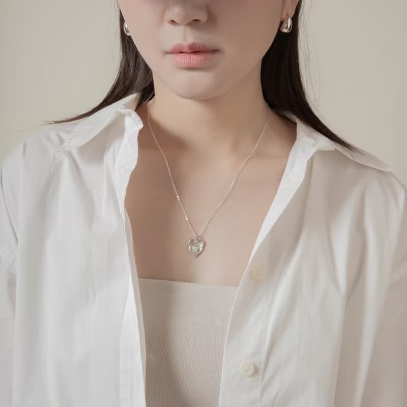 Mirror Heart 不規則心型設計純銀項鍊  / 生日 紀念日 禮物推薦