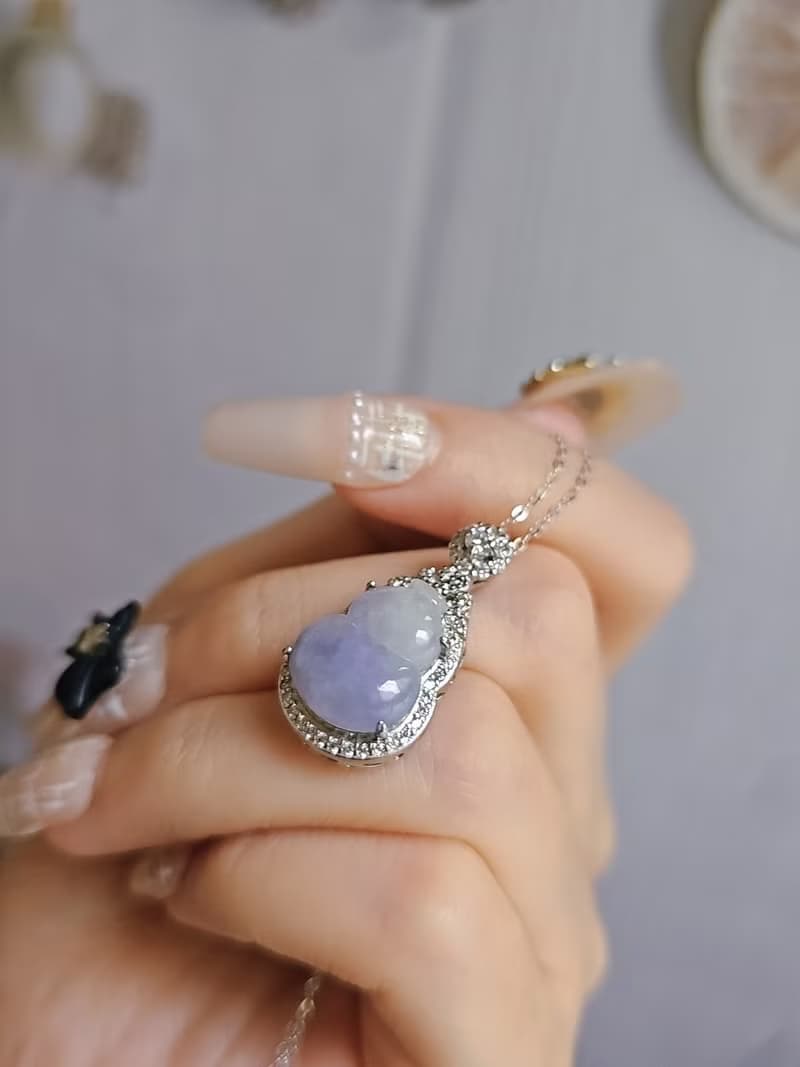 有福•有財•有貴人|仙女冰濃紫大葫蘆|緬甸A貨翡翠純銀吊墜項鍊