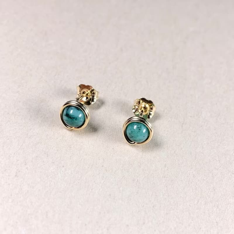 Soli【5月誕生石】綠寶石耳釘耳環 / 14KGF / 925純銀 / 天然石