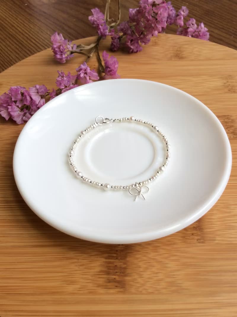 Ops Pearl silver bracelet- 小珍珠/純銀/蝴蝶結/限定/手鍊/夢幻