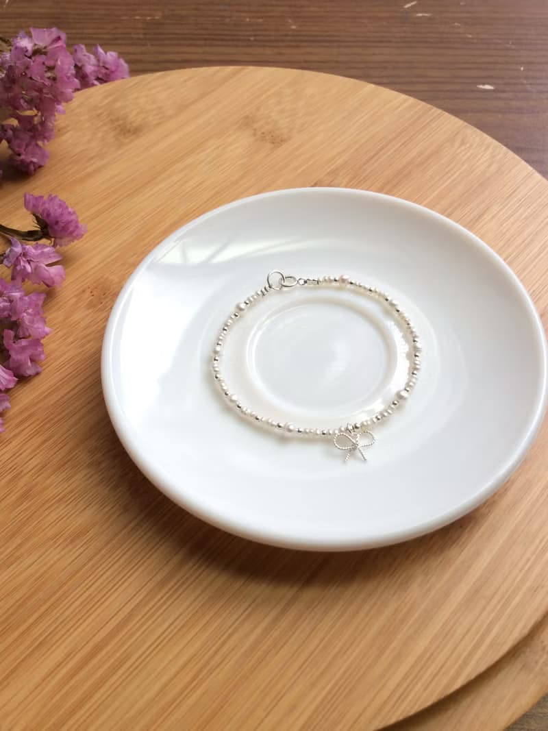 Ops Pearl silver bracelet- 小珍珠/純銀/蝴蝶結/限定/手鍊/夢幻