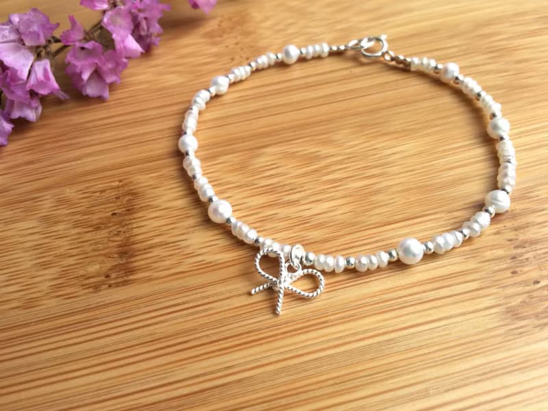 Ops Pearl silver bracelet- 小珍珠/純銀/蝴蝶結/限定/手鍊/夢幻