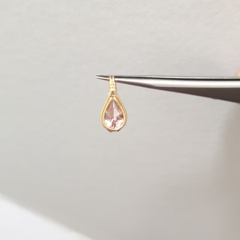 亞歷山大變色石吊墜 水滴項鏈 雙色寶石項鍊 14KGF手工特別鑲嵌
