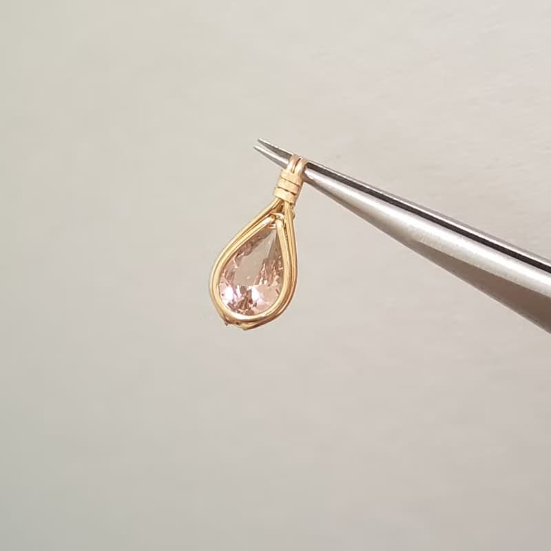 亞歷山大變色石吊墜 水滴項鏈 雙色寶石項鍊 14KGF手工特別鑲嵌