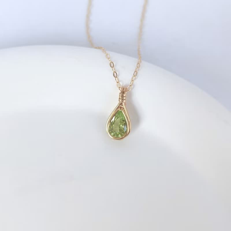 亞歷山大變色石吊墜 水滴項鏈 雙色寶石項鍊 14KGF手工特別鑲嵌