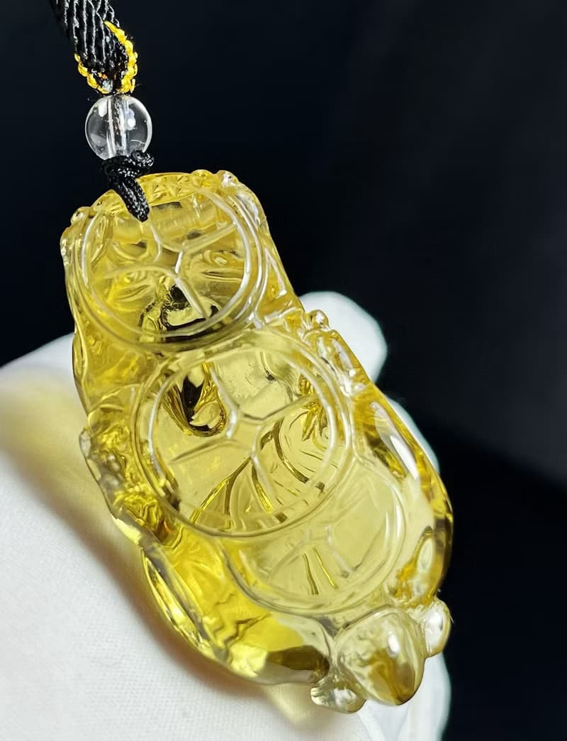 天然黃水晶貔貅吊墜 掛件 雕工精緻 嘴巴都是雕刻張開的貔貅