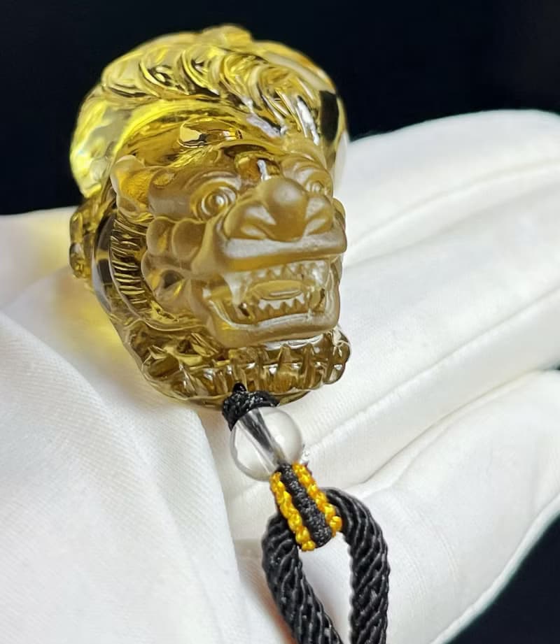 天然黃水晶貔貅吊墜 掛件 雕工精緻 嘴巴都是雕刻張開的貔貅