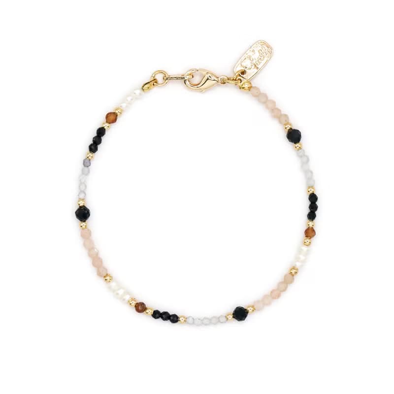 事業 x 黑瑪瑙 太陽石 尖晶石 珍珠【接骨木莓 • 默默守護】手鍊