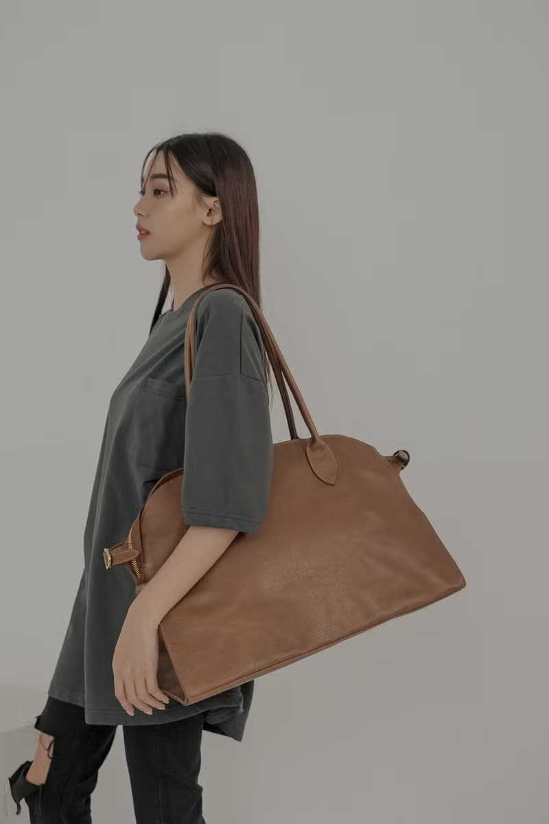 supportingrole 簡約大型真皮手提肩側背托特包側背包 咖啡