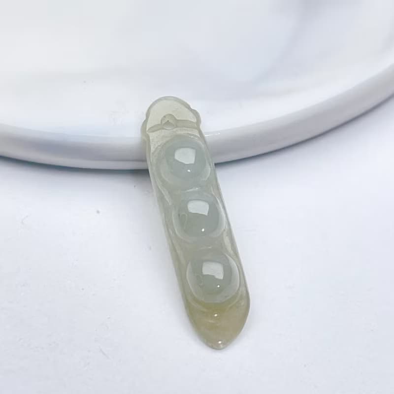 冰種翡翠福豆吊飾 | 天然緬甸玉翡翠A貨 | 送禮