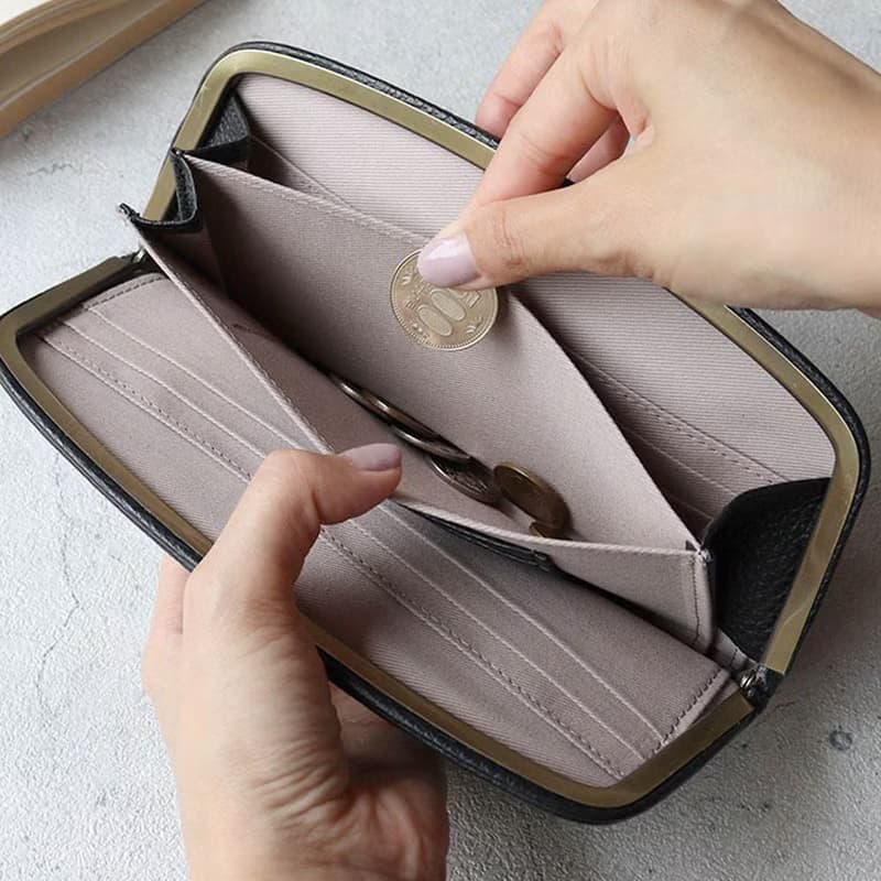 日本高雅輕熟女牛皮多夾層超薄牛皮長夾Made in Japan by Folna