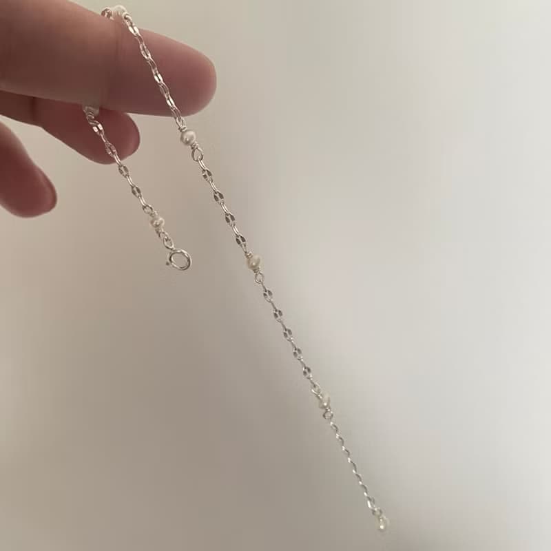 閃閃mini珍珠純銀手鏈 925純銀制飾品 禮物