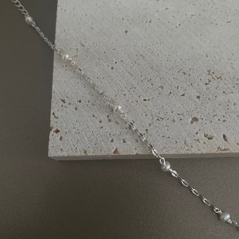 閃閃mini珍珠純銀手鏈 925純銀制飾品 禮物