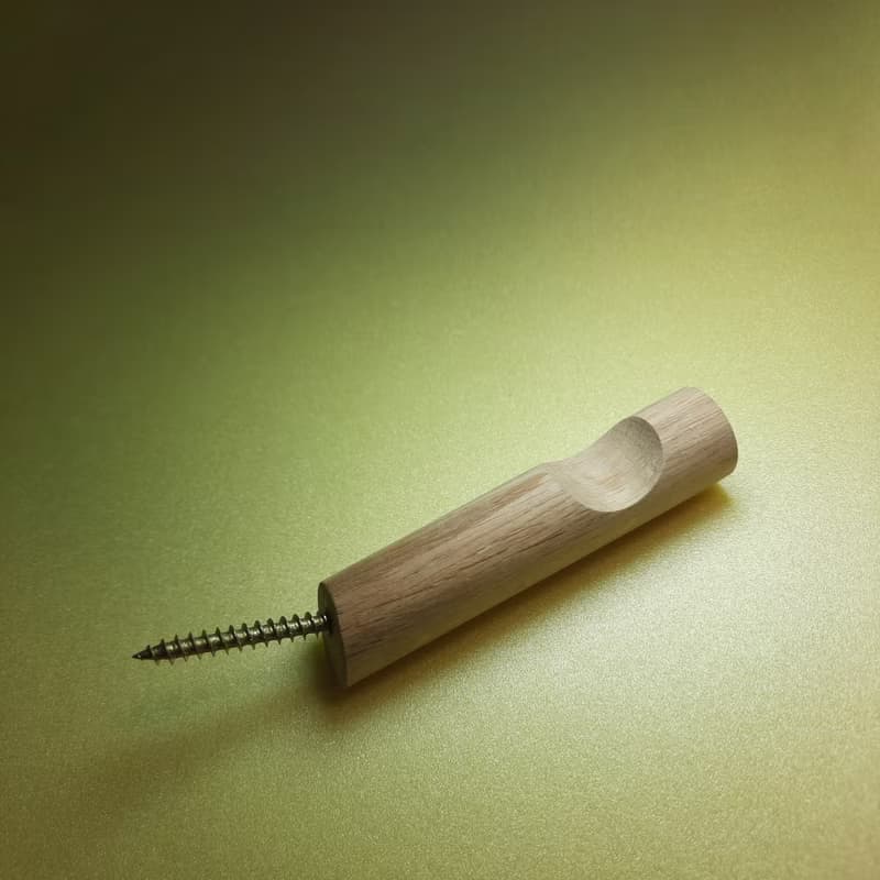 Oak wood wall hook.Minimalist wall storage. Macramé holder. Plant rack hanger.