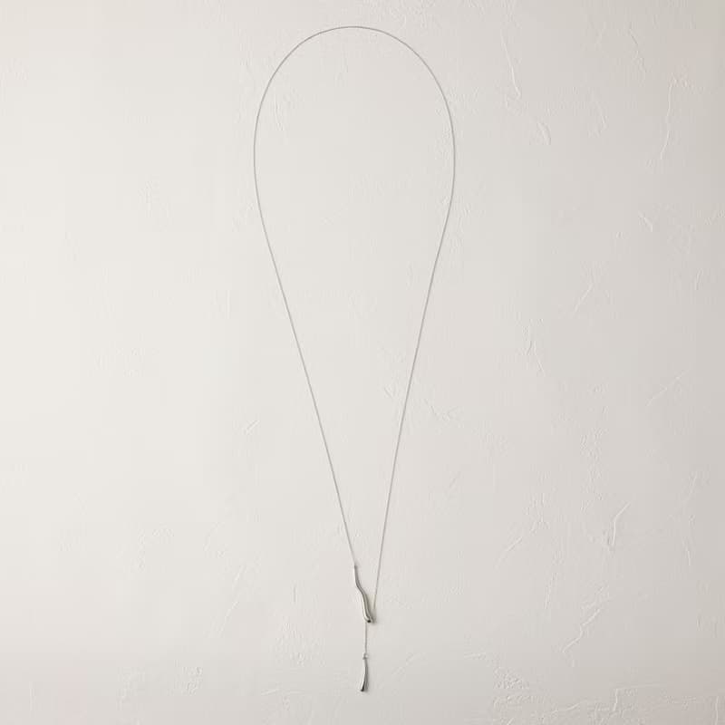 pendulum-drip necklace SV ニッケルフリー スムースラリエットネックレス 長さが自由に変えられるロングネックレス　シルバー　ロジウム