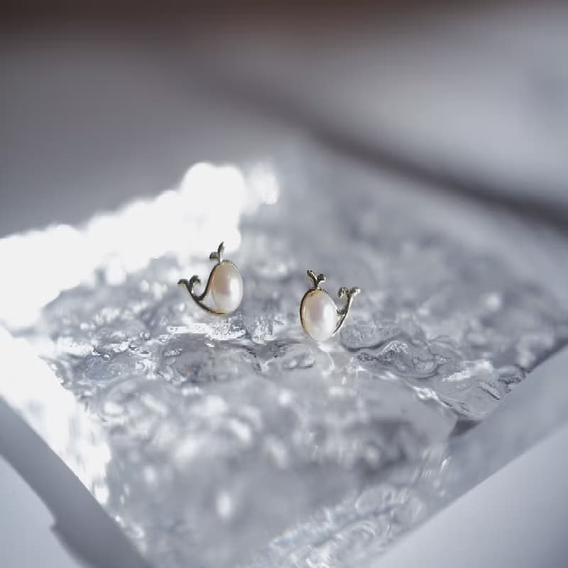 海中精靈 海豚珍珠耳環耳釘
