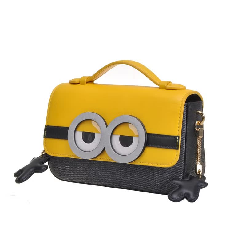 【滿額贈】Minions織物鑲牛皮革側孭袋 斜背包 小小兵 禮物 免運