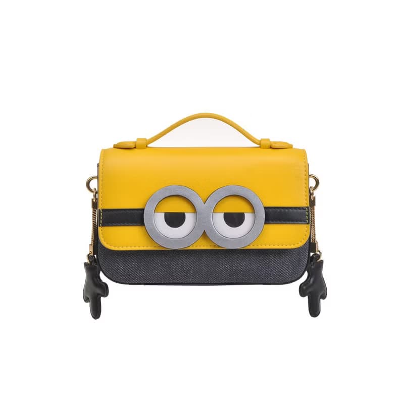 【滿額贈】Minions織物鑲牛皮革側孭袋 斜背包 小小兵 禮物 免運