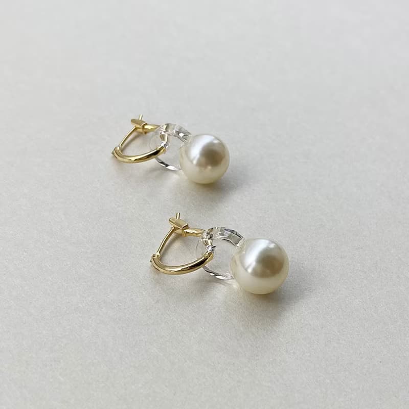 クリスタルパールフープピアス/イヤリング