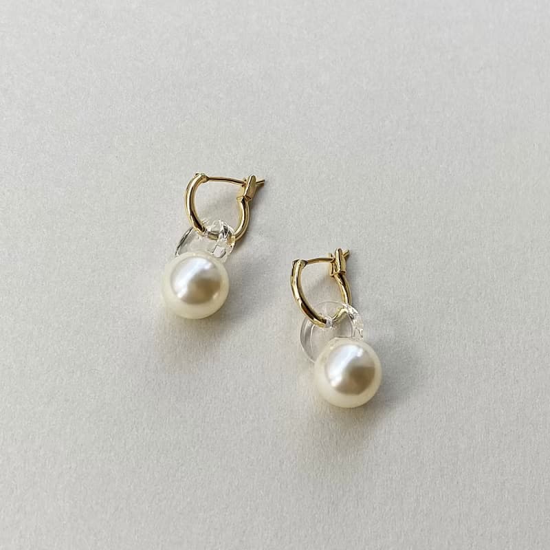 クリスタルパールフープピアス/イヤリング