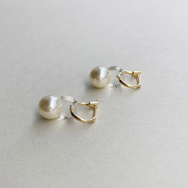 クリスタルパールフープピアス/イヤリング